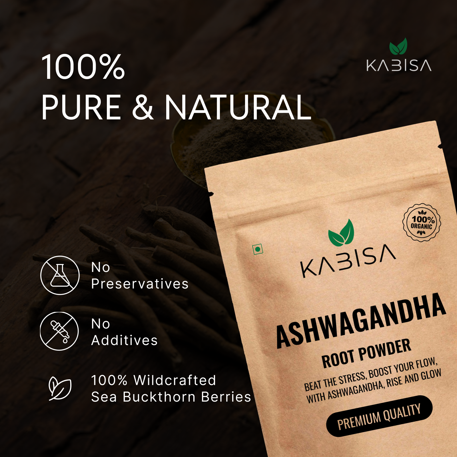Kabisa Ashwagandha Root Powder — Vegan Ethically Sourced Scientifically Tested